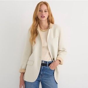 J Crew Blazer Jacket Double Faced Wool in Natural Sand